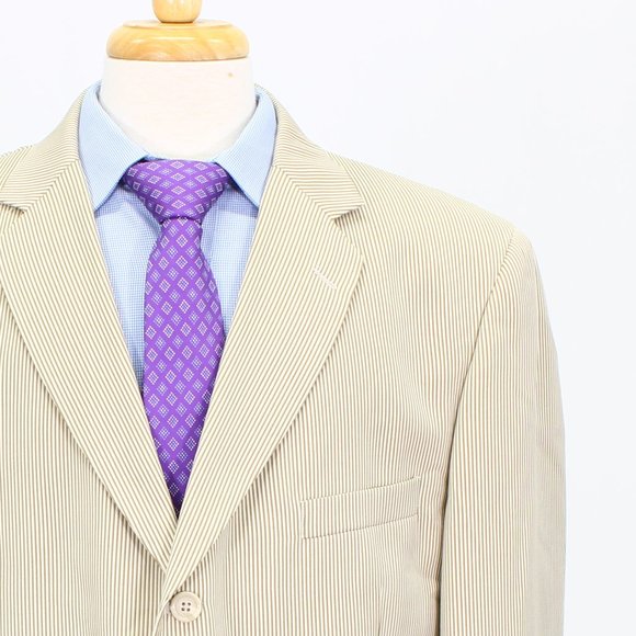 Lineage 46L 36x30 Beige Striped 3-Button Suit R315 - Picture 7 of 15